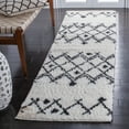 thumbnail image 1 of SAFAVIEH Berber Jilliean Geometric Shag Runner Rug, Ivory/Dark Gray, 2' x 12', 1 of 12