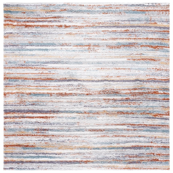 SAFAVIEH Berber Shag Jonette Abstract Area Rug, Blue Rust/Ivory, 8' x 8' Square