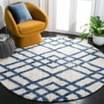 thumbnail image 1 of SAFAVIEH Berber Kyle Geometric Shag Area Rug, Ivory/Blue, 6'7" x 6'7" Round, 1 of 11