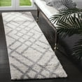 thumbnail image 1 of SAFAVIEH Berber Kyle Geometric Shag Runner Rug, Cream/Gray, 2' x 12', 1 of 8