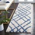 thumbnail image 1 of SAFAVIEH Berber Kyle Geometric Shag Runner Rug, Ivory/Blue, 2' x 8', 1 of 11