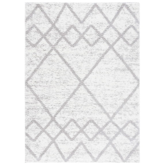 SAFAVIEH Berber Shag Lidija Trellis Area Rug, Grey/Ivory, 9' x 12'