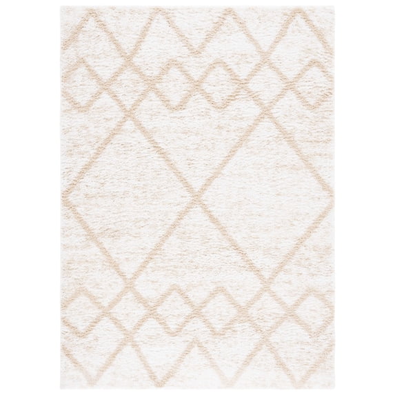 SAFAVIEH Berber Shag Lidija Trellis Area Rug, Ivory/Beige, 8' x 10'