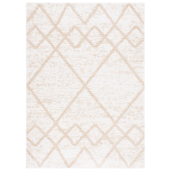 SAFAVIEH Berber Shag Lidija Trellis Area Rug, Ivory/Beige, 9' x 12'