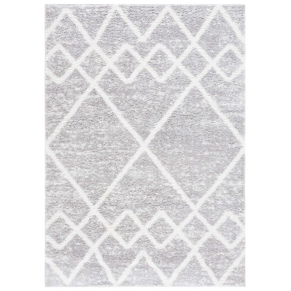 SAFAVIEH Berber Shag Lidija Trellis Area Rug, Ivory/Grey, 5'5" x 7'7"