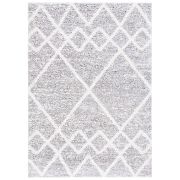 SAFAVIEH Berber Shag Lidija Trellis Area Rug, Ivory/Grey, 7' x 7' Square