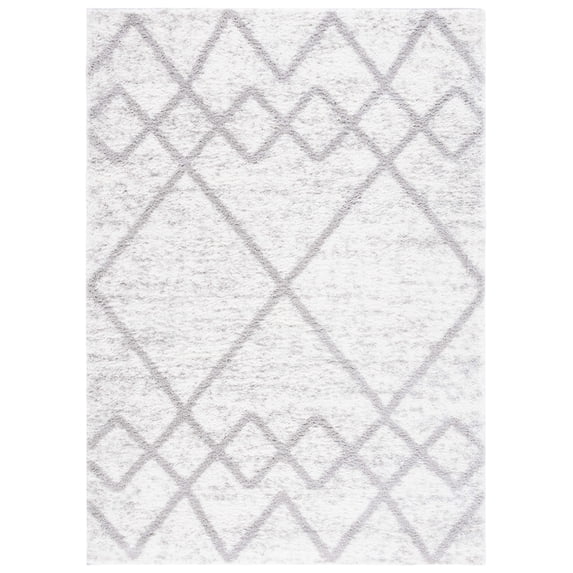 SAFAVIEH Berber Shag Lidija Trellis Runner Rug, Grey/Ivory, 2'3" x 8'