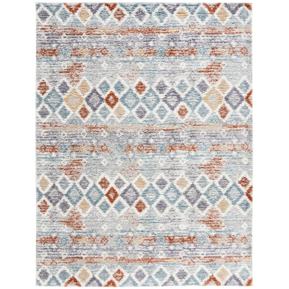 SAFAVIEH Berber Shag Maurice Abstract Area Rug, Blue Rust/Ivory, 10' x 14'