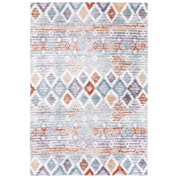 SAFAVIEH Berber Shag Maurice Abstract Area Rug, Blue Rust/Ivory, 6'7" x 8'7"