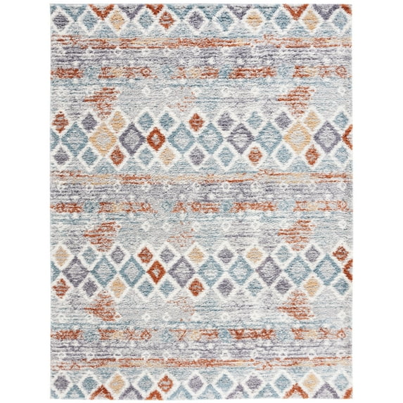 SAFAVIEH Berber Shag Maurice Abstract Area Rug, Blue Rust/Ivory, 6'7" x 9'