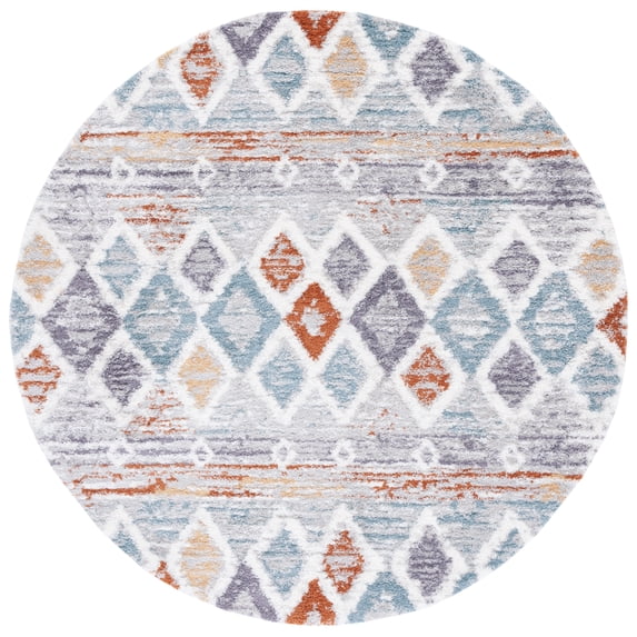 SAFAVIEH Berber Shag Maurice Abstract Area Rug, Blue Rust/Ivory, 8' x 8' Round