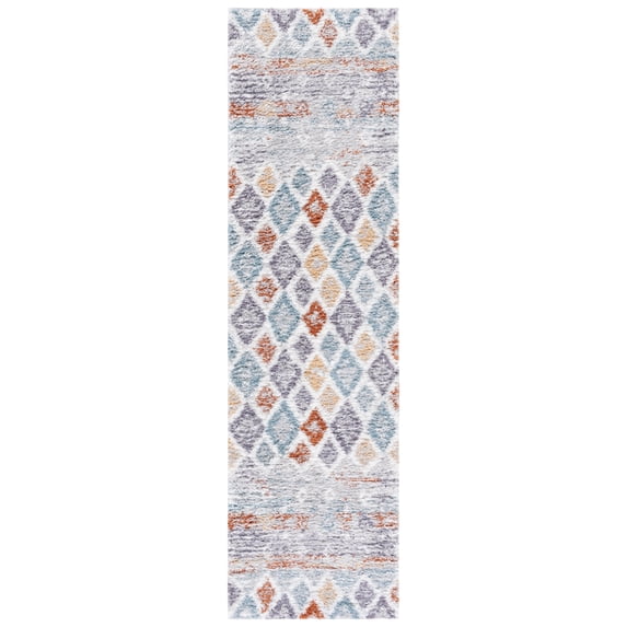 SAFAVIEH Berber Shag Maurice Abstract Runner Rug, Blue Rust/Ivory, 2'3" x 10'