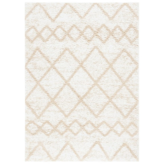 SAFAVIEH Berber Shag Phyliss Trellis Area Rug, Ivory/Beige, 4'5" x 6'5"