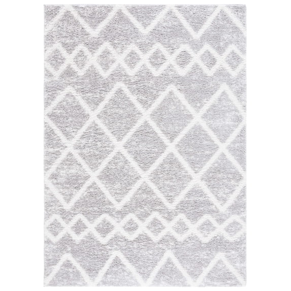 SAFAVIEH Berber Shag Phyliss Trellis Runner Rug, Grey/Ivory, 2'3" x 8'