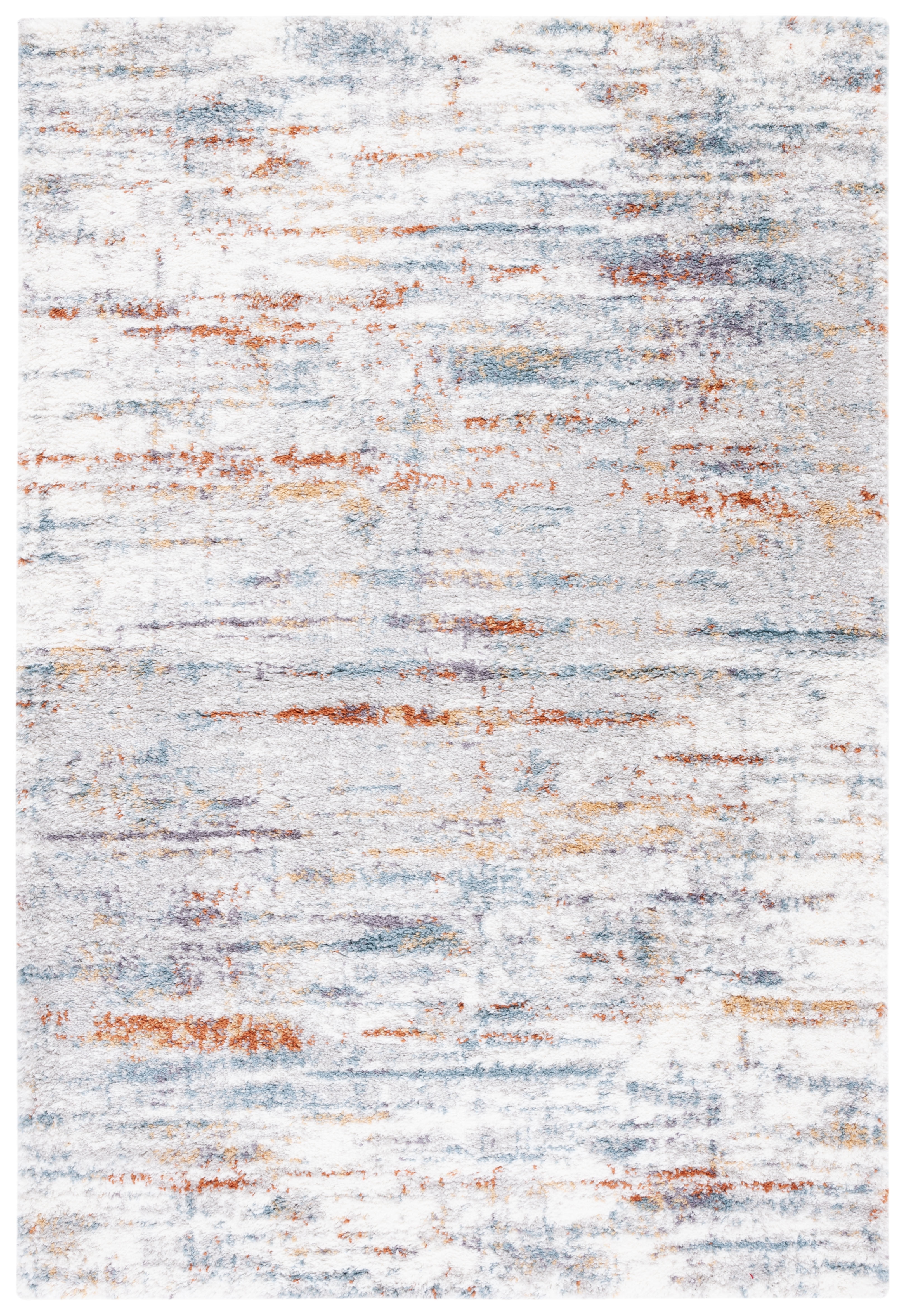 SAFAVIEH Berber Shag Taegan Abstract Area Rug, Blue Rust/Ivory, 2'3
