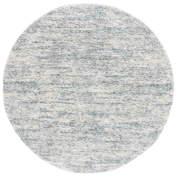 SAFAVIEH Berber Shag Torvald Abstract Area Rug, Ivory/Light Aqua, 7' x 7' Round