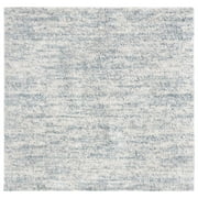 SAFAVIEH Berber Shag Torvald Abstract Area Rug, Ivory/Light Aqua, 7' x 7' Square