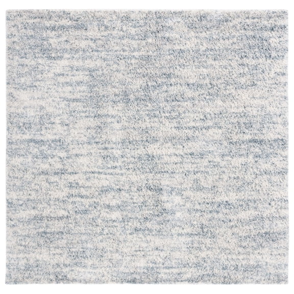 SAFAVIEH Berber Shag Torvald Abstract Area Rug, Ivory/Light Aqua, 7' x 7' Square
