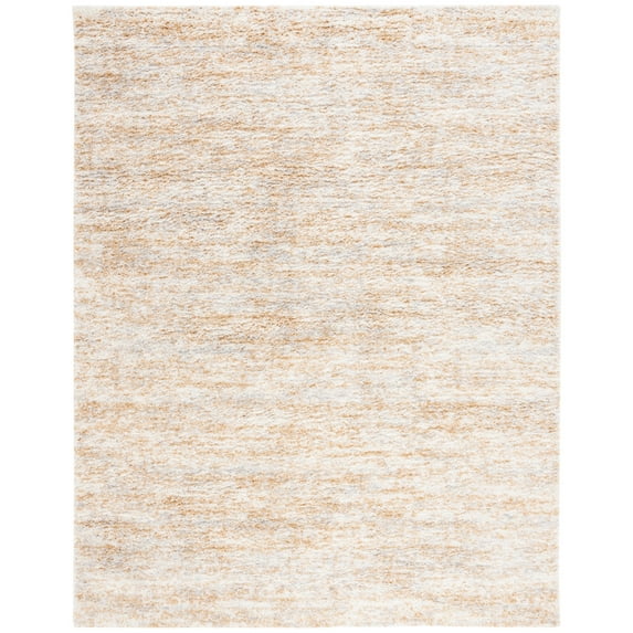 SAFAVIEH Berber Shag Torvald Abstract Area Rug, Ivory/Light Gold, 10' x 14'