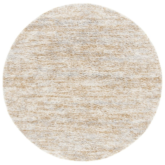 SAFAVIEH Berber Shag Torvald Abstract Area Rug, Ivory/Light Gold, 7' x 7' Round