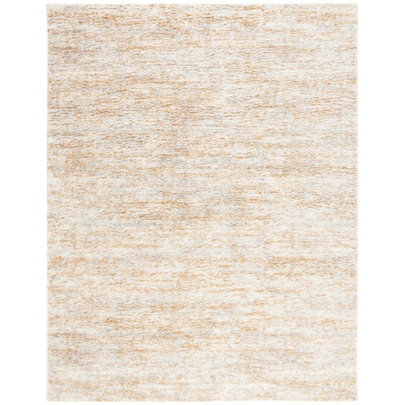 SAFAVIEH Berber Shag Torvald Abstract Area Rug, Ivory/Light Gold, 8' x 10'