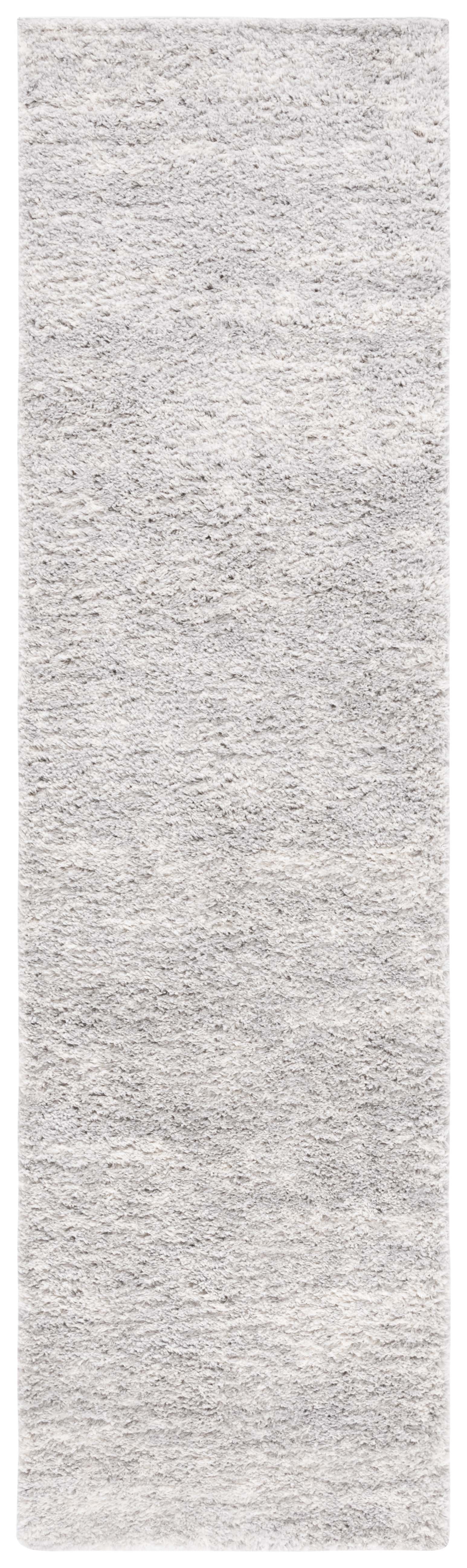 Grey and Ivory Flat Woven Shag Runner Rug