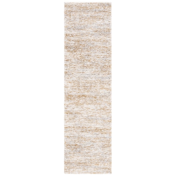 SAFAVIEH Berber Shag Torvald Abstract Runner Rug, Ivory/Light Gold, 2'3" x 8'