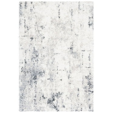 SAFAVIEH Berber Shanelle Abstract Shag Area Rug, Ivory/Grey, 5'5" x 7'7"