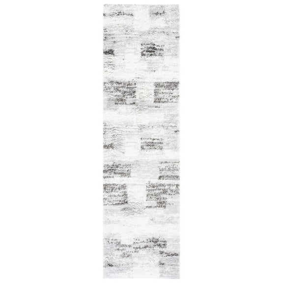 SAFAVIEH Berber Shavonne Abstract Shag Area Rug, 2'3" x 8' Runner, Grey/Light Grey