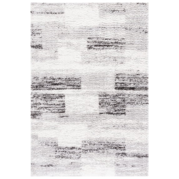 SAFAVIEH Berber Shavonne Abstract Shag Area Rug, 4'5" x 6'5", Grey/Light Grey