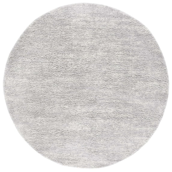 SAFAVIEH Berber Torvald Abstract Polyester Shag Area Rug, Grey/Ivory, 8' x 8' Round
