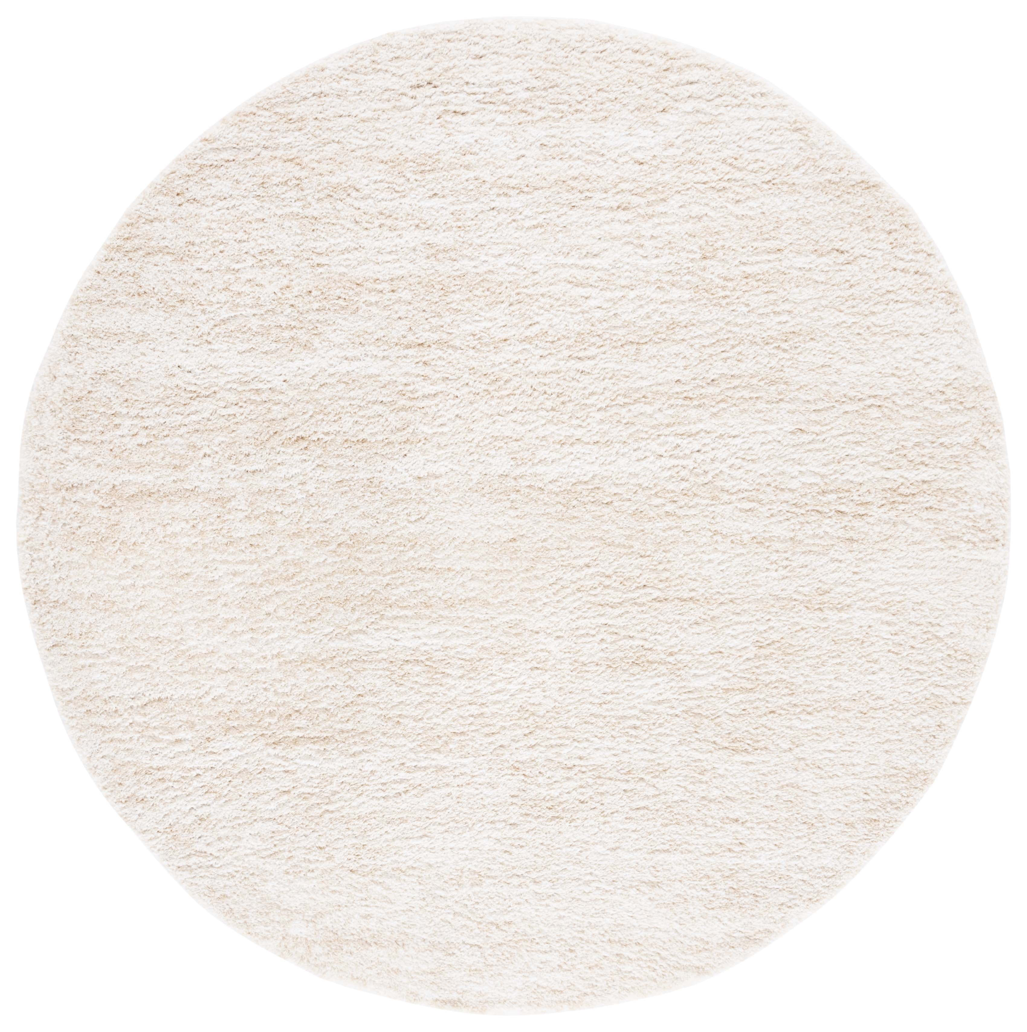 SAFAVIEH Berber Torvald Abstract Polyester Shag Area Rug, Ivory/Beige, 4'5" x 4'5" Round