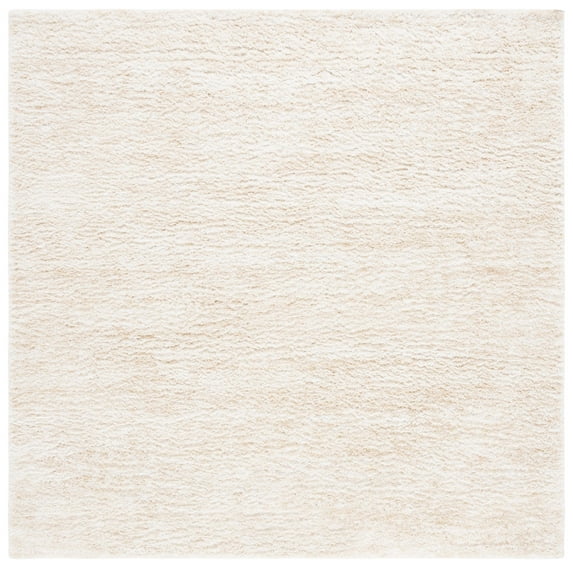 SAFAVIEH Berber Torvald Abstract Polyester Shag Area Rug, Ivory/Beige, 4'5" x 4'5" Square