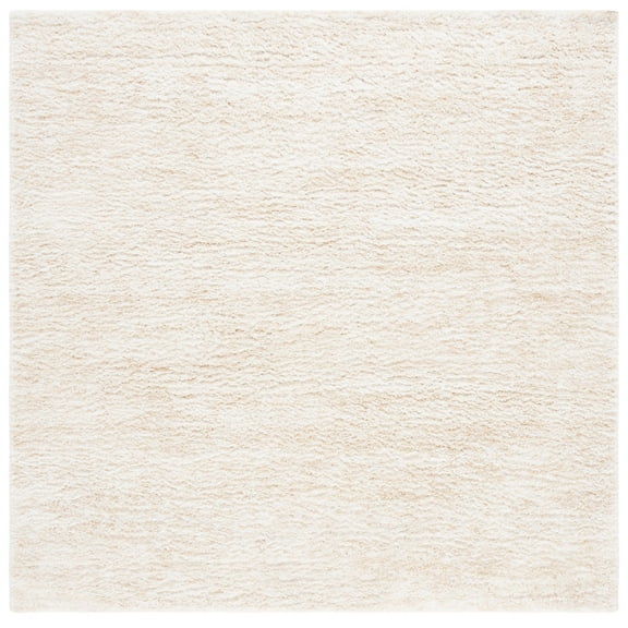 SAFAVIEH Berber Torvald Abstract Polyester Shag Area Rug, Ivory/Beige, 4'5" x 4'5" Square
