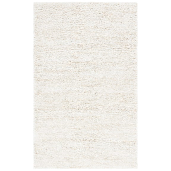 SAFAVIEH Berber Torvald Abstract Polyester Shag Area Rug, Ivory/Beige, 6' x 9'