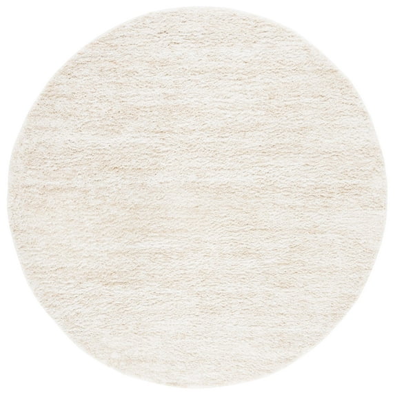 SAFAVIEH Berber Torvald Abstract Polyester Shag Area Rug, Ivory/Beige, 8' x 8' Round