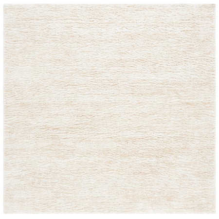 SAFAVIEH Berber Torvald Abstract Polyester Shag Area Rug, Ivory/Beige, 8' x 8' Square