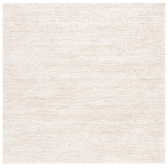 SAFAVIEH Berber Torvald Abstract Polyester Shag Area Rug, Ivory/Beige, 8' x 8' Square