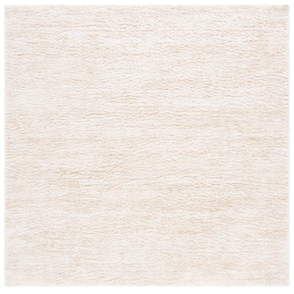 SAFAVIEH Berber Torvald Abstract Polyester Shag Area Rug, Ivory/Beige, 8' x 8' Square