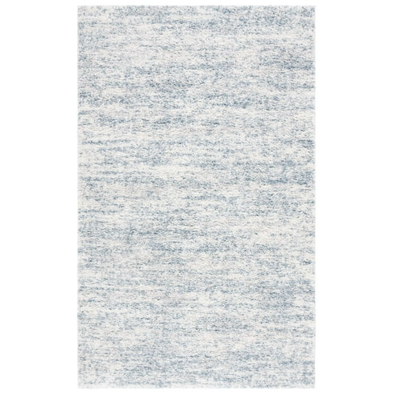 SAFAVIEH Berber Torvald Abstract Polyester Shag Area Rug, Ivory/Light Aqua, 2'3" x 3'11"