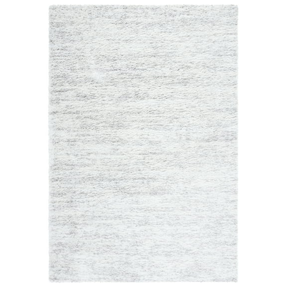 SAFAVIEH Berber Torvald Abstract Polyester Shag Area Rug, Ivory/Light Grey, 5'5" x 7'7"