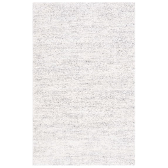 SAFAVIEH Berber Torvald Abstract Polyester Shag Area Rug, Ivory/Light Grey, 6' x 8'