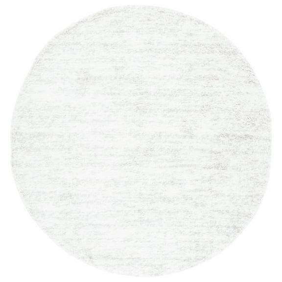 SAFAVIEH Berber Torvald Abstract Polyester Shag Area Rug, Ivory/Light Grey, 7' x 7' Round