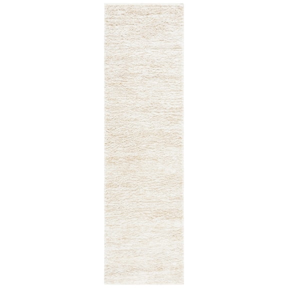 SAFAVIEH Berber Torvald Abstract Polyester Shag Runner Rug, Ivory/Beige, 2'3" x 6'