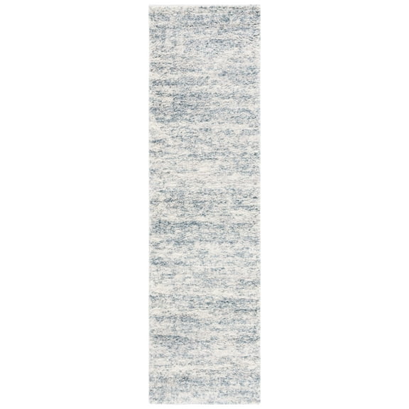 SAFAVIEH Berber Torvald Abstract Polyester Shag Runner Rug, Ivory/Light Aqua, 2'3" x 10'