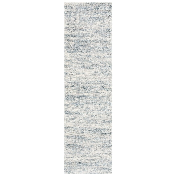 SAFAVIEH Berber Torvald Abstract Polyester Shag Runner Rug, Ivory/Light Aqua, 2'3" x 12'