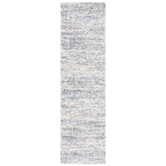 SAFAVIEH Berber Torvald Abstract Polyester Shag Runner Rug, Ivory/Light Aqua, 2'3" x 14'