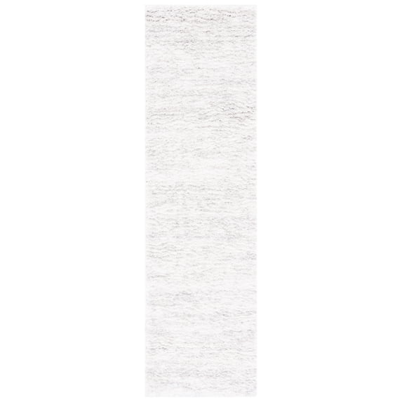 SAFAVIEH Berber Torvald Abstract Polyester Shag Runner Rug, Ivory/Light Grey, 2'3" x 16'