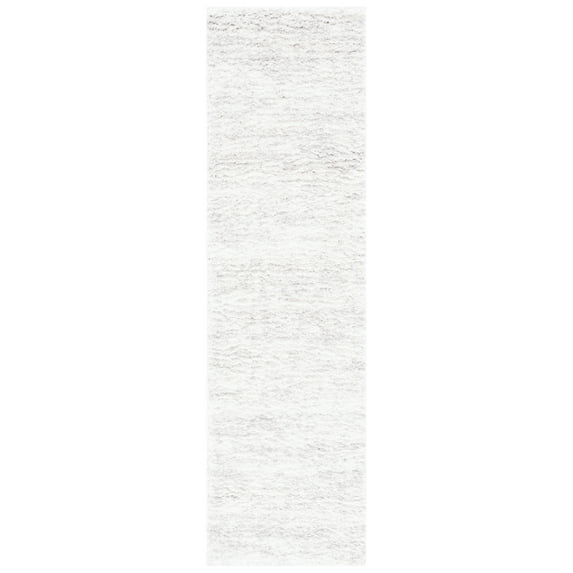 SAFAVIEH Berber Torvald Abstract Polyester Shag Runner Rug, Ivory/Light Grey, 2'3" x 22'