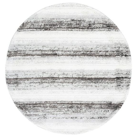 SAFAVIEH Berber Verna Abstract Polyester Shag Area Rug, Light Grey/Grey, 7' x 7' Round